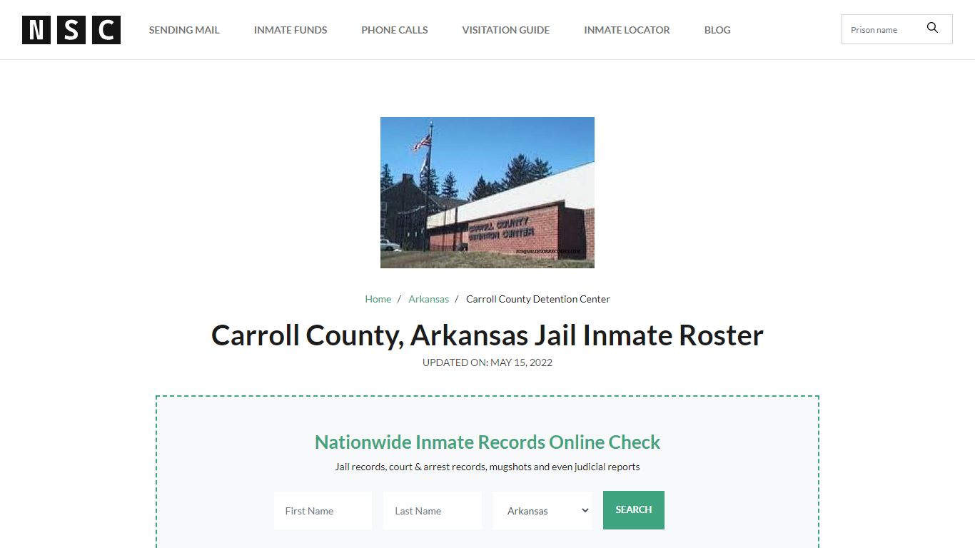 Carroll County, Arkansas Jail Inmate Roster